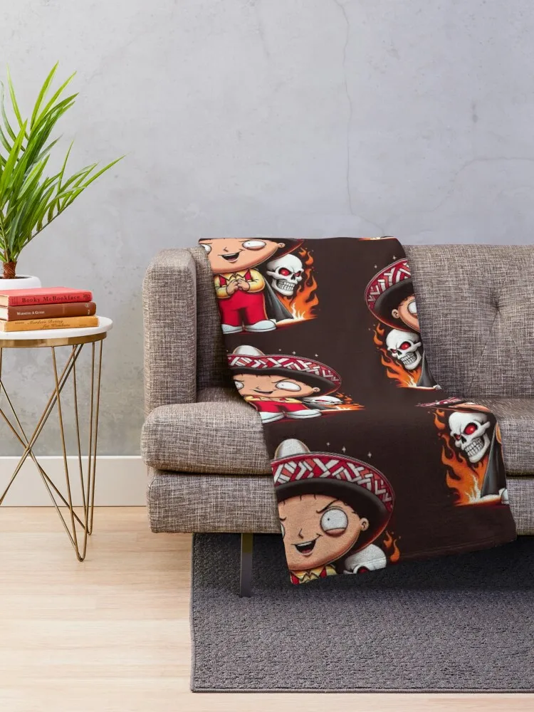 Halloween Stewie with a sombrero sticker Throw Blanket Soft Beds Furrys decorative Blankets