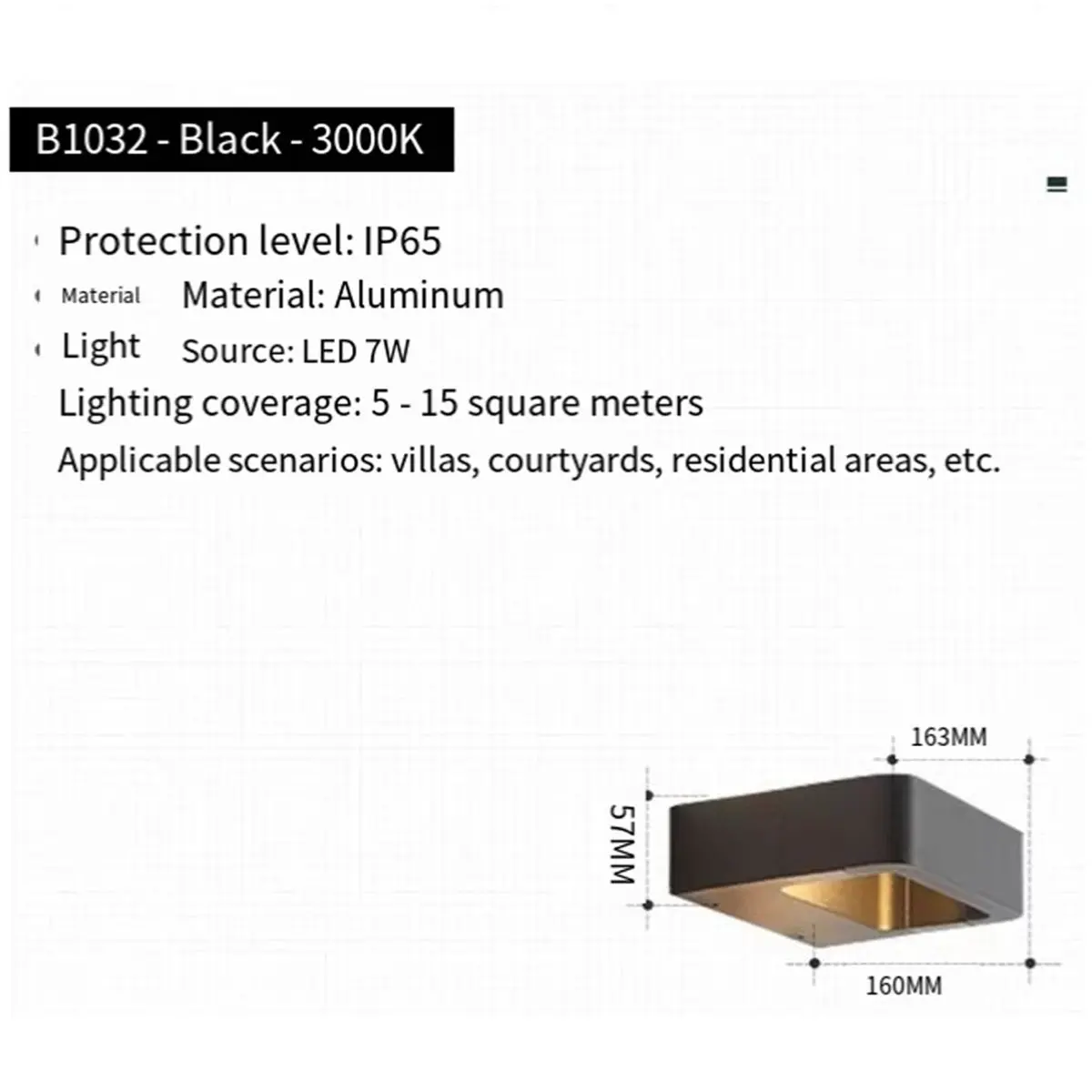 AA19 Feiyunlux Outdoor Waterproof Wall Lamps with Human Induction for Porch and Balcony