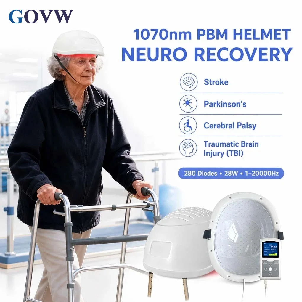 1070nm Helmet for Deep Brain Stimulation Photobiomodulation PBM Therapy Device for Stroke Parkinson Alzheimer Dementia 28W