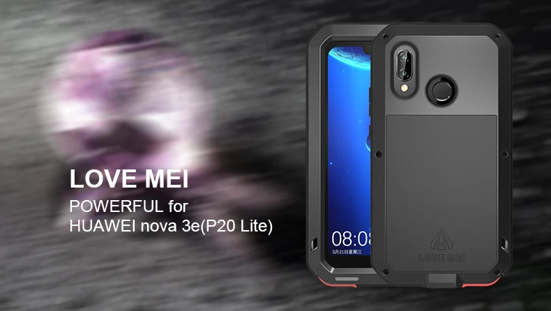 Imagem -02 - Gorilla Vidro para Huawei P20 Lite P30 Pro Case Amor Mei Choque à Prova de Sujeira à Prova Impermeável Água Metal Armadura Case Telefone para Huawei P40 Pro