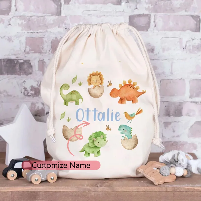 Personalised custom name Dinosaur Toy Bag children kid boy 1st first 2nd 3rd Birthday Party baby shower Gender Reveal gift bag