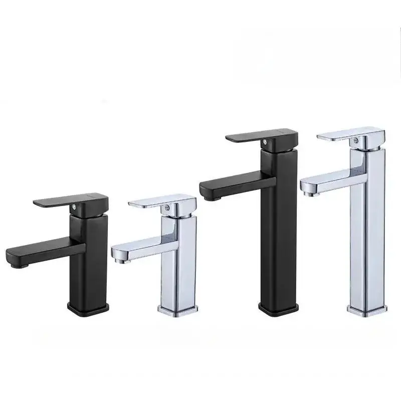 

Black Chrome Mixer Faucet Hot and Cold Basin Tap G1/2 Bathroom Pipes Mounted Deck Water Sink Inlet Faucets Kitchen