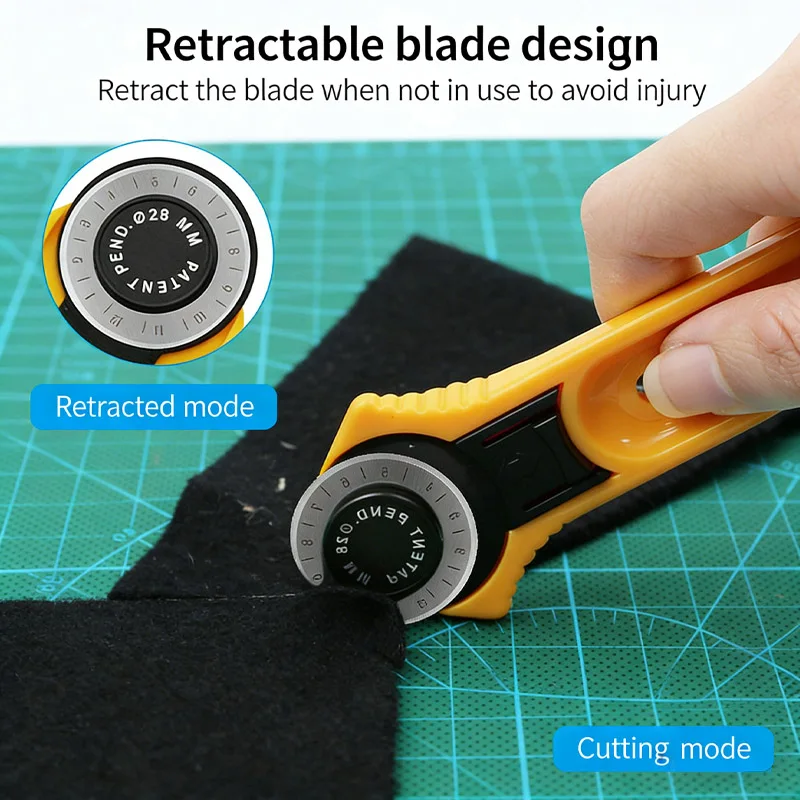 28mm /45mm Rotary Cutter Patchwork Roller Wheel Round Knife With Scale Leather Craft Fabrics Cloth Cutting Tailor Tools