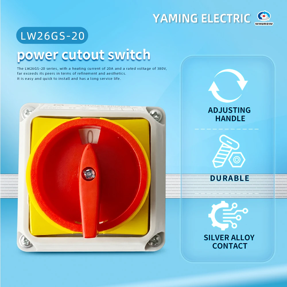 YMW26GS-20/2M Universal Transfer Main Power Cut-off Rotary Cam Switch Control Load Circuit Breaker With Box 4P Waterproof IP65