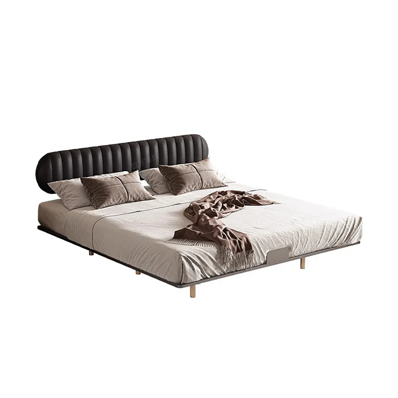 

Carbon steel bed frame, ultra-thin, backrest, bedside, medieval style, suspension