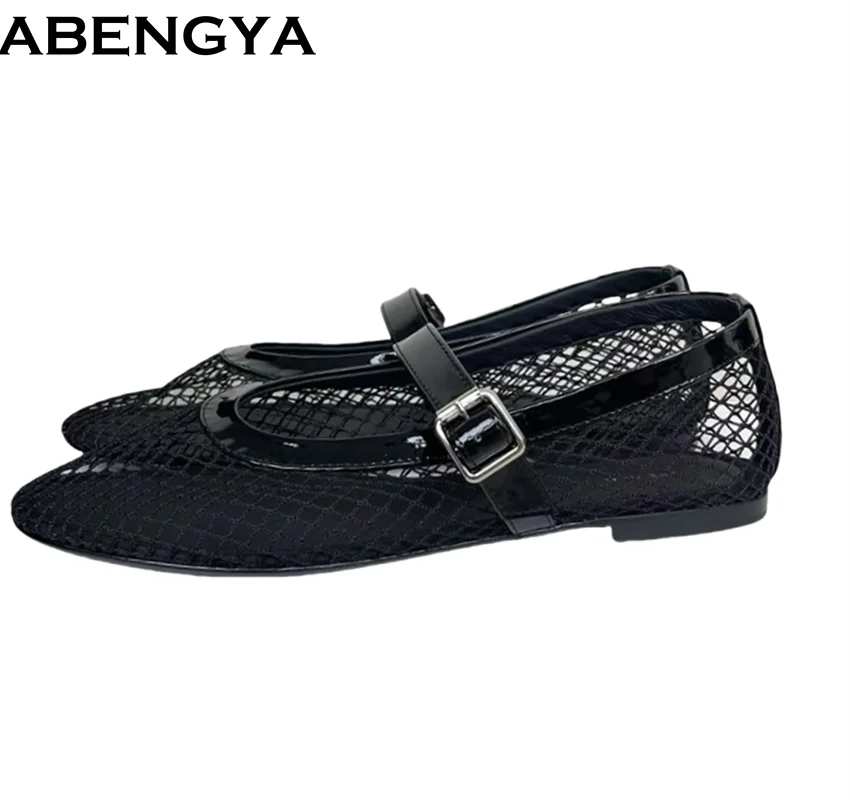 

Summer Fishnet Ballet Flats Shoes Ladies Mary Janes Shoes Women Fashion Soft Sole Mules Footwear Women Loafers Beach Shoes