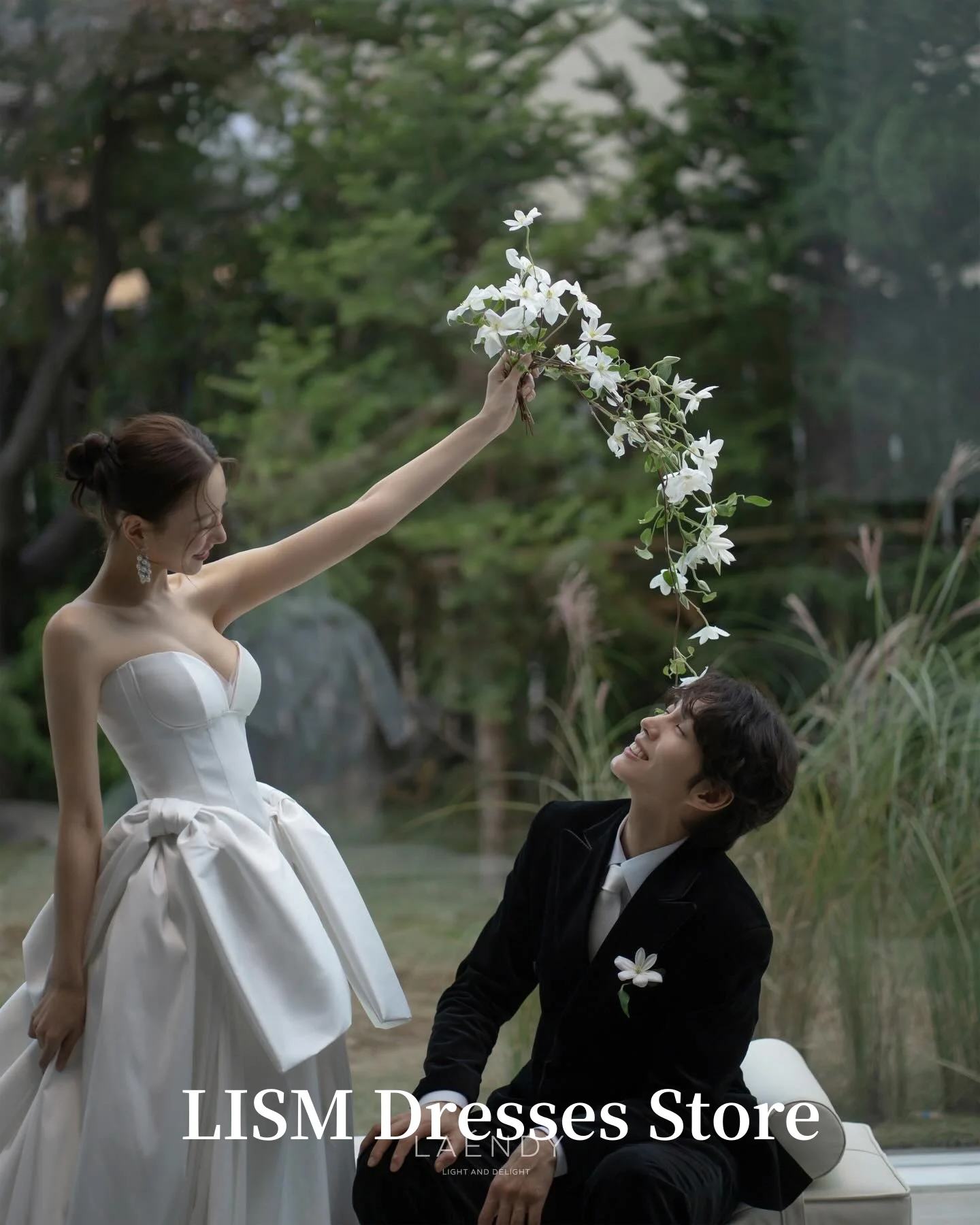 LISM Sweetheart A-lijn Eenvoudige Koreaanse trouwjurken Zijde Satijn Elegante lange bruidsjurken Fotoshoot ienia Singap Sierra Maatwerk