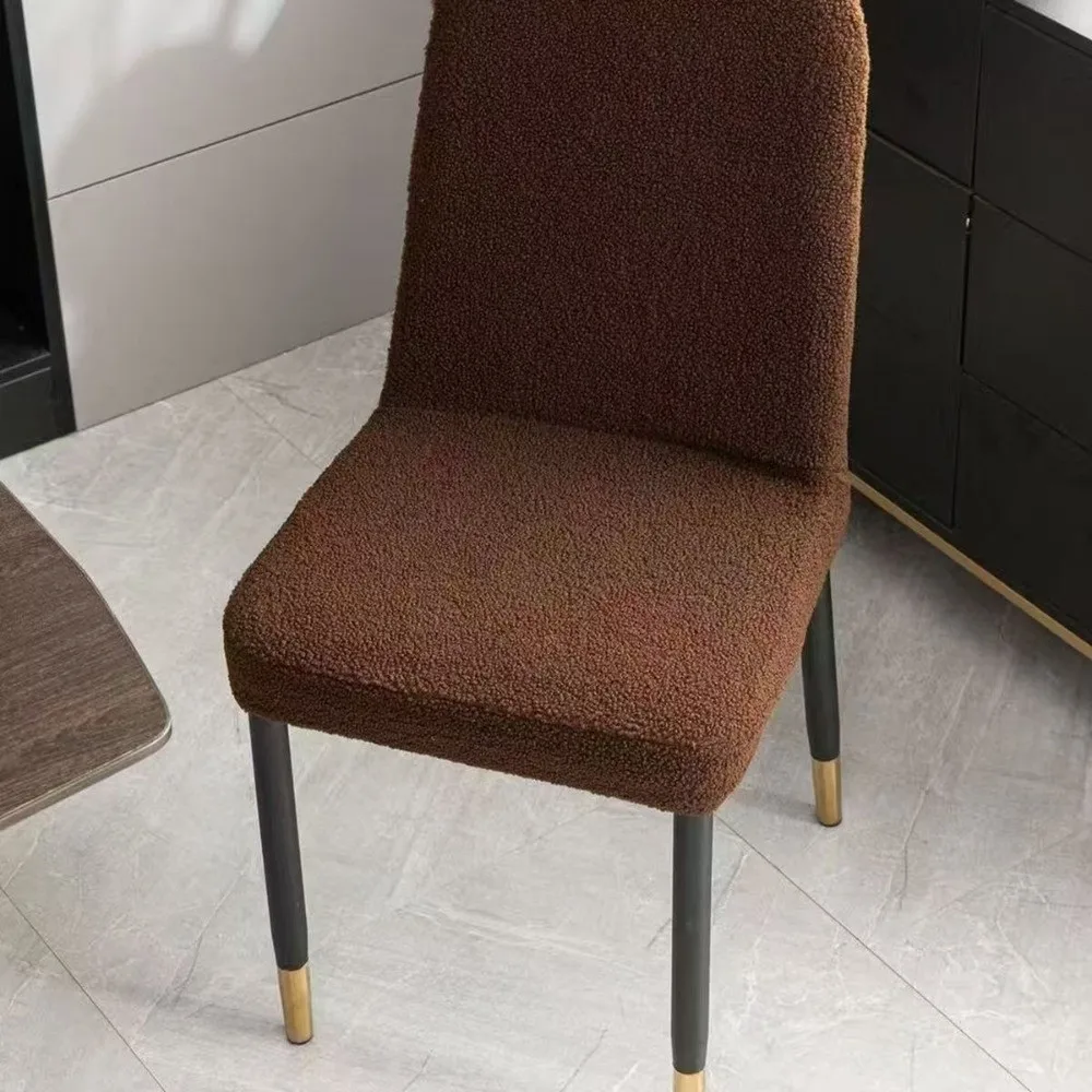 Elastic Stretch Dining Chair Cover Thick Solid Color Chair Slipcover Polar Fleece Breathable Stretch Seat Cover Kitchen