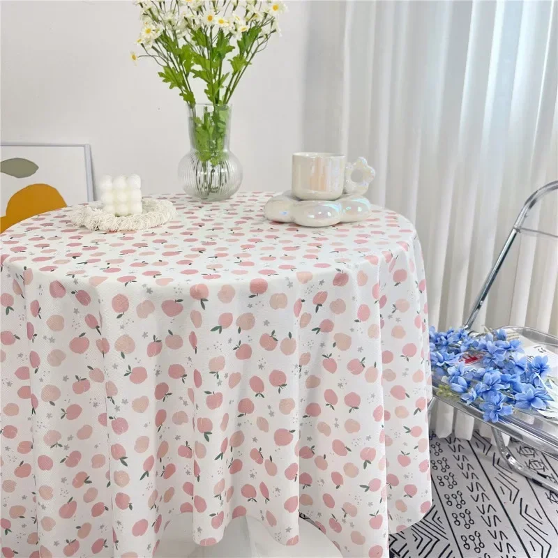 120*120cm Floral Checkered Table Cloth Light Luxury Cute Girl's Desk Dining Mat Coffee Table Cover Fabric Art Home Wedding Decor