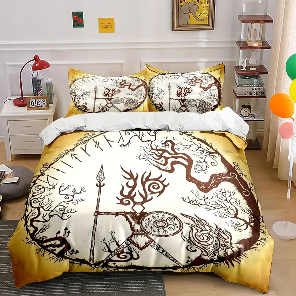 Viking Norse Mythology Art Set Soft Comfortable Duvet Cover Bedding Set Included 1*Duvet Cover & 2*Pillowcases, gift