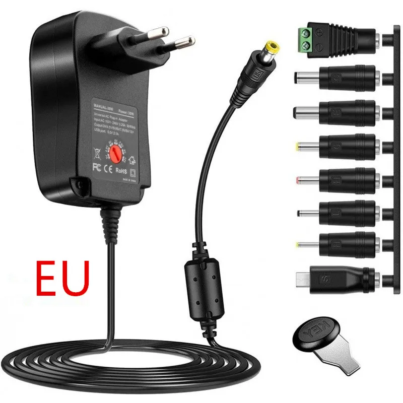 الولايات المتحدة/الاتحاد الأوروبي التوصيل 3 فولت 4.5 فولت 5 فولت 6 فولت 7.5 فولت 9 فولت 12 فولت التيار المتناوب/تيار مستمر محول قابل للتعديل الجهد محولات الطاقة 30 واط العالمي شاحن التبديل التيار الكهربائي #4