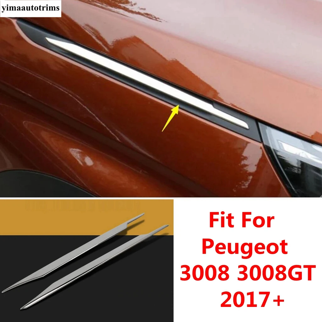 

Car-styling Side Door Body Air Flow Vent Fender Leaf Strip Cover Trim Stainless Accessories For Peugeot 3008 3008GT 2017 - 2023