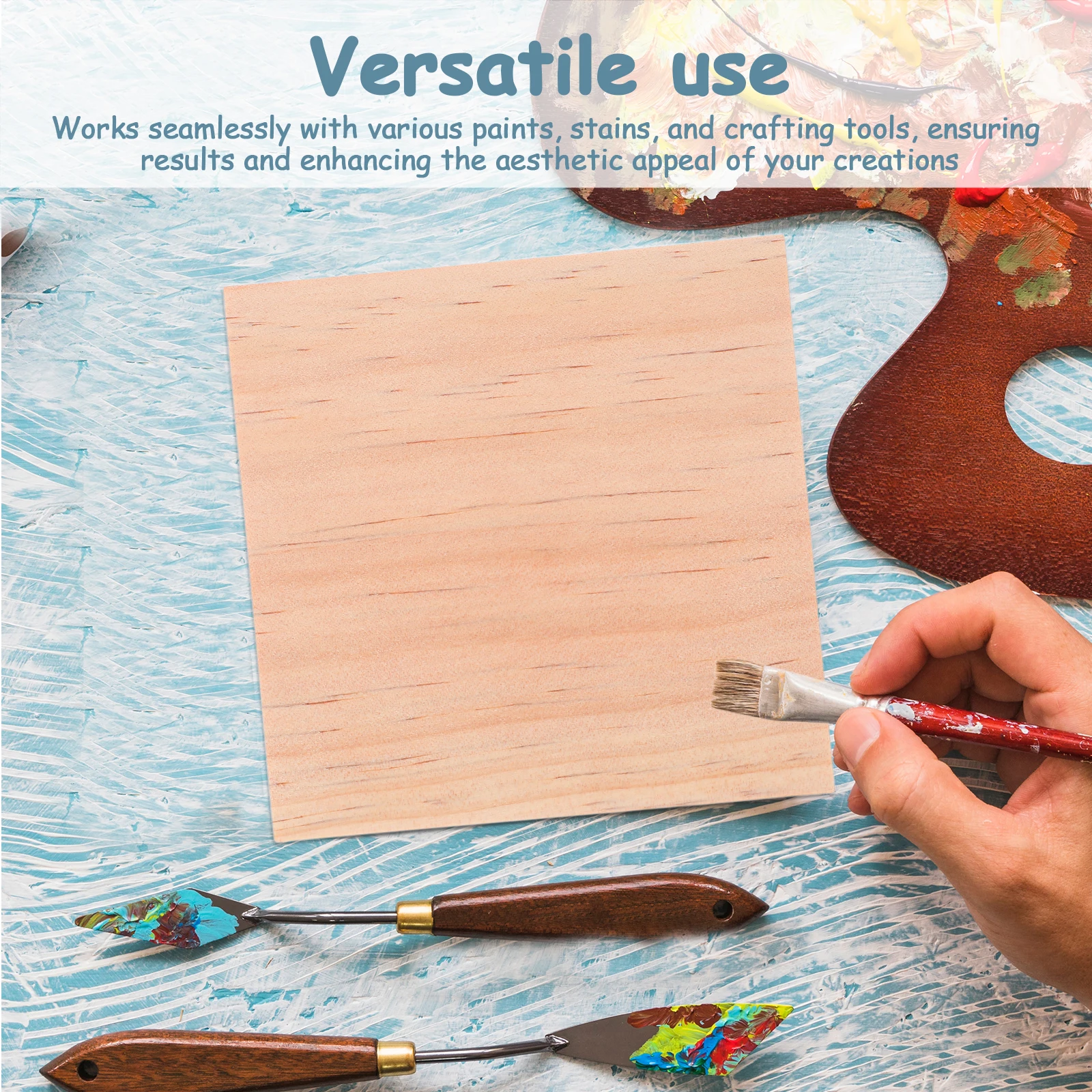 

10 Pcs Handmade Wood Material Unfinished Blank Blocks Craft Tableware Cutouts Coasters Squares Beige Slices
