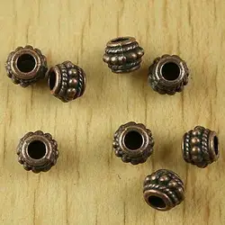 30pcs 8.1x6.2mm hole is 3.4mm copper-tone studded drum spacer beads H2195