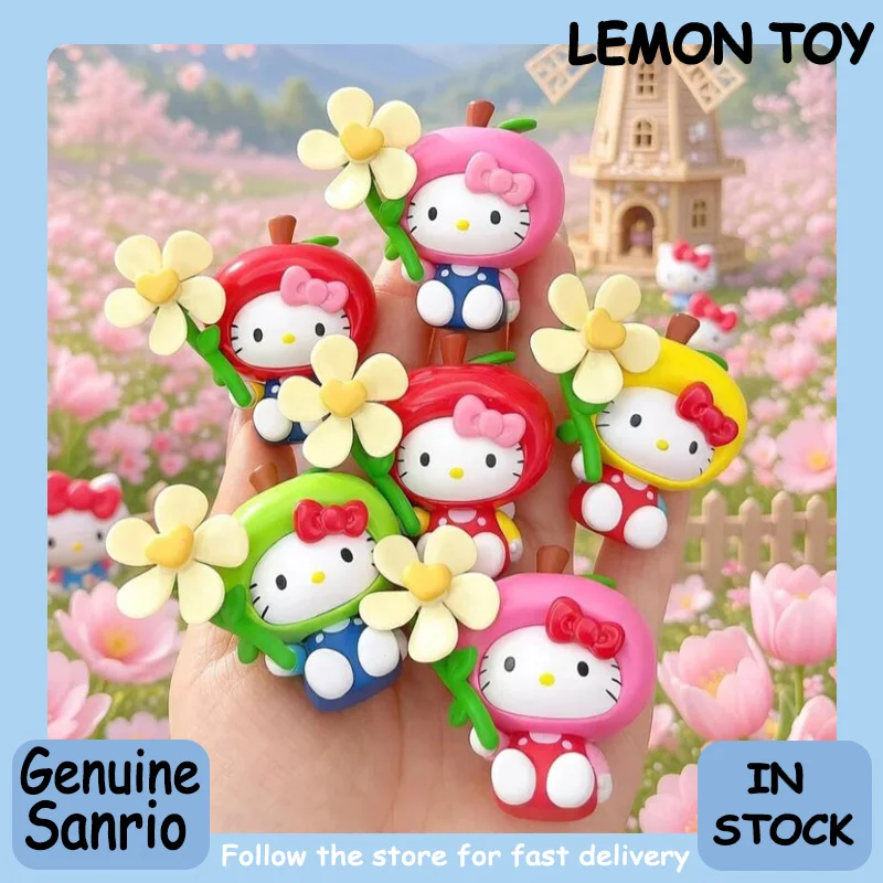 

Оригинальная коллекционная мини-кукла Hello Kitty Windmill Flower Fun Bean Series в слепой коробке, милый настольный декор, модный трендовый подарок