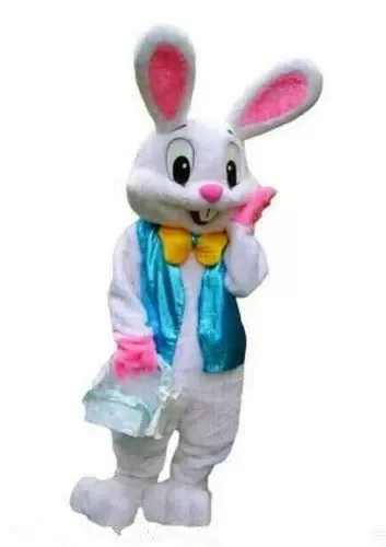 Costume de mascotte de lapin blanc bleu clair pour adultes, robe d'Halloween et de Noël, tenue d'accessoires complets, nouveau