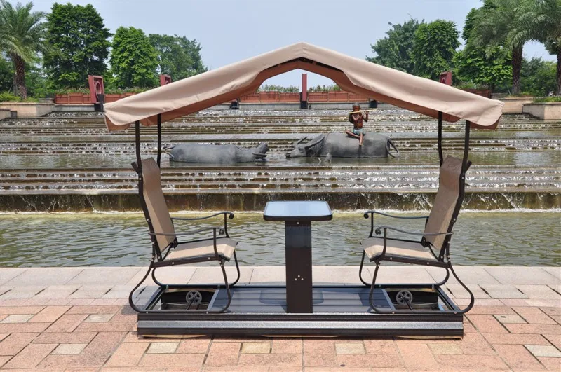 Modern 2-Seater Aluminium Rattan Steel Frame Laying Function Garden Swing Chair New Design Hanging Chair Indoor Outdoor Patio