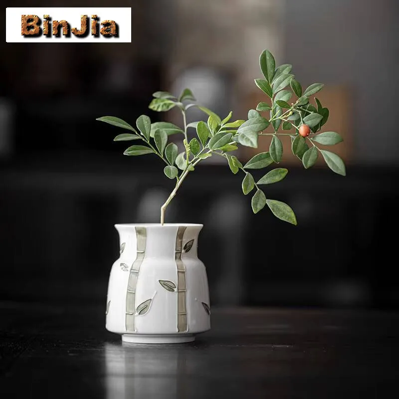 

280Ml Hand-Painted Bamboo Tea Ceremony Six Gentlemen Creative Flowerpot Jardiniere Home Decoration Accessories