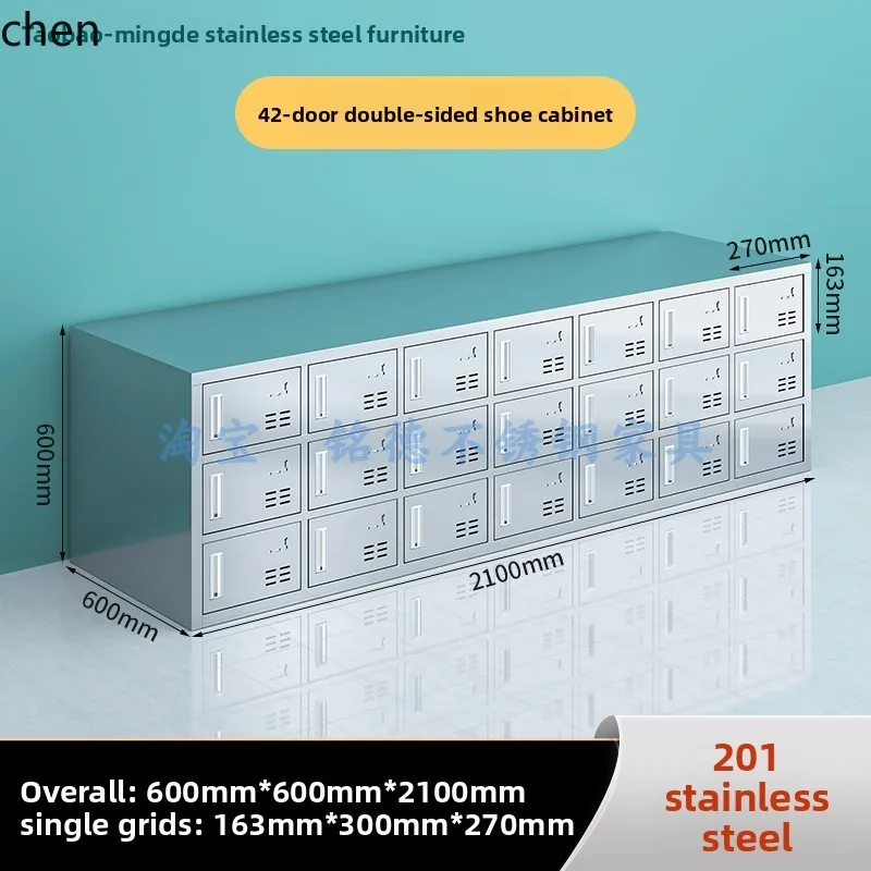 PYH Stainless Steel Shoe Cabinet with Magnetic Employee Shoe Changing Stool Dust-Free Purification Workshop