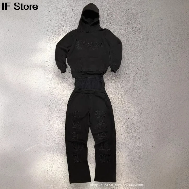 

Latest Creative Y2K embroidery Hoodies Men clothing Harajuku Hooded Sweatshirt Gothic Hip Hop Oversized Jackets Streetwear Suit