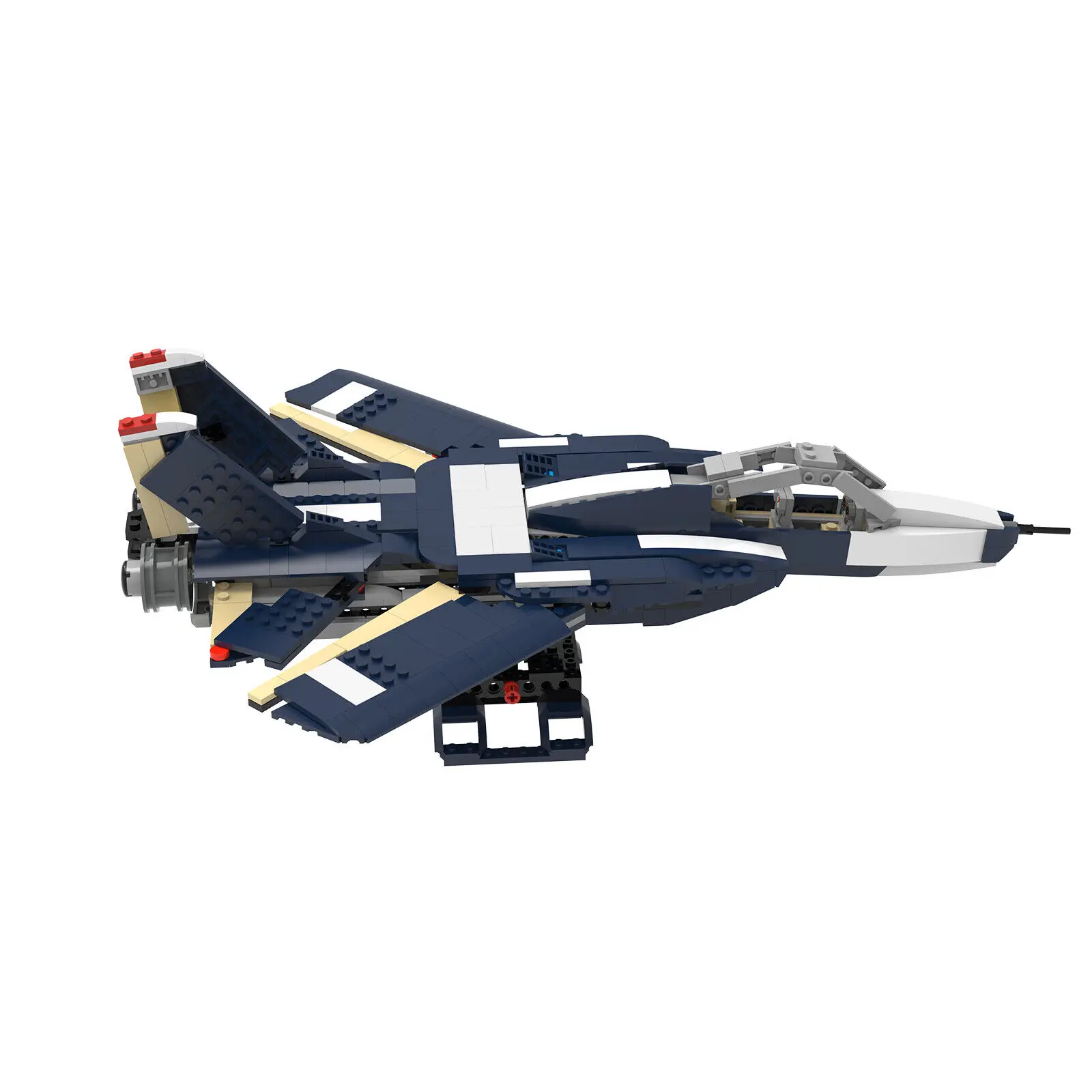 Carrier Fighter Aircraft with Retractable Wheels and Wings 1471 Pieces MOC Build