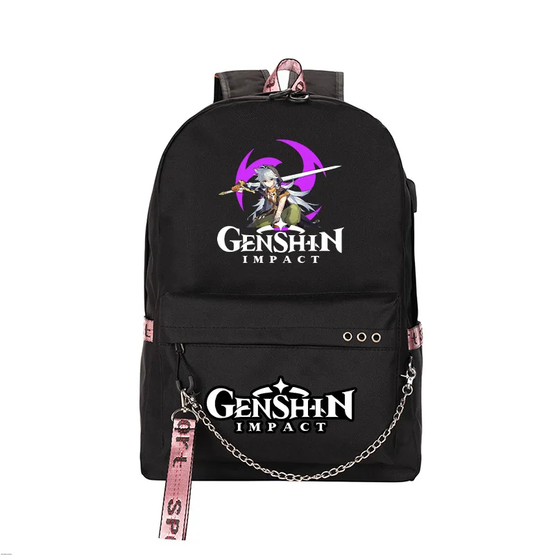 

Trendy Popular Genshin Impact USB Student School Bags Unisex Printed Oxford Waterproof Notebook multifunction Travel Backpacks
