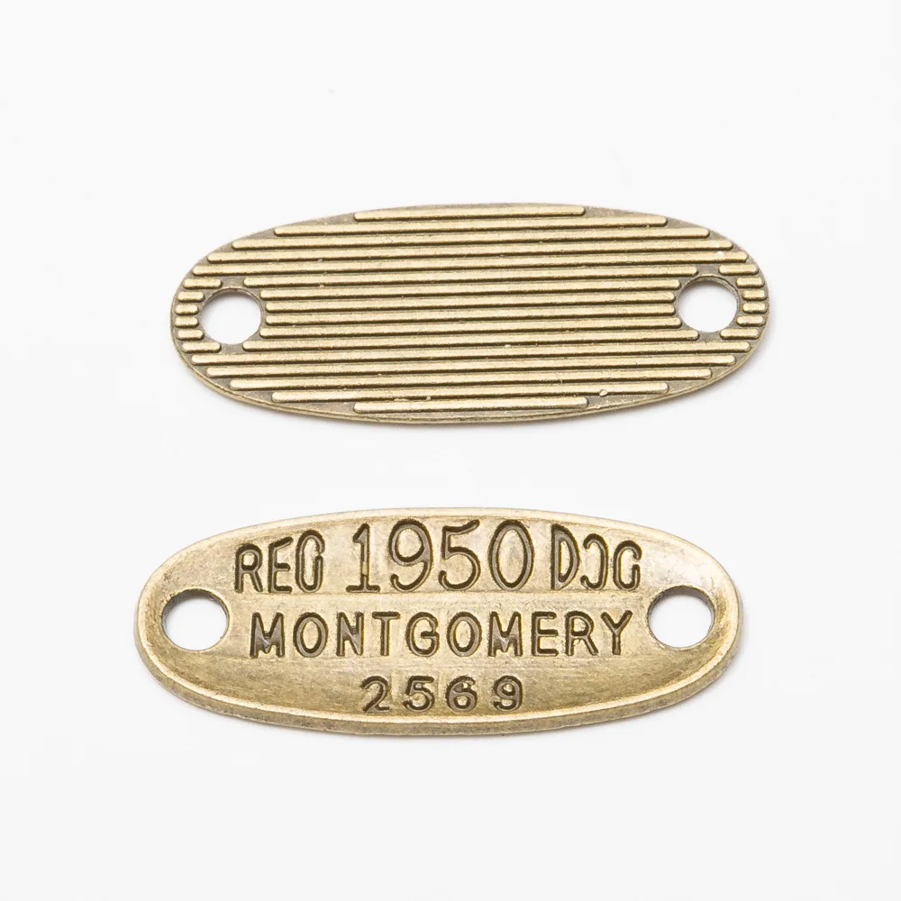 10Pcs/Lot 33*13mm Antique Silver Bronze Plated Word Plate Connectors Charms Pendant Fit Jewelry Making DIY
