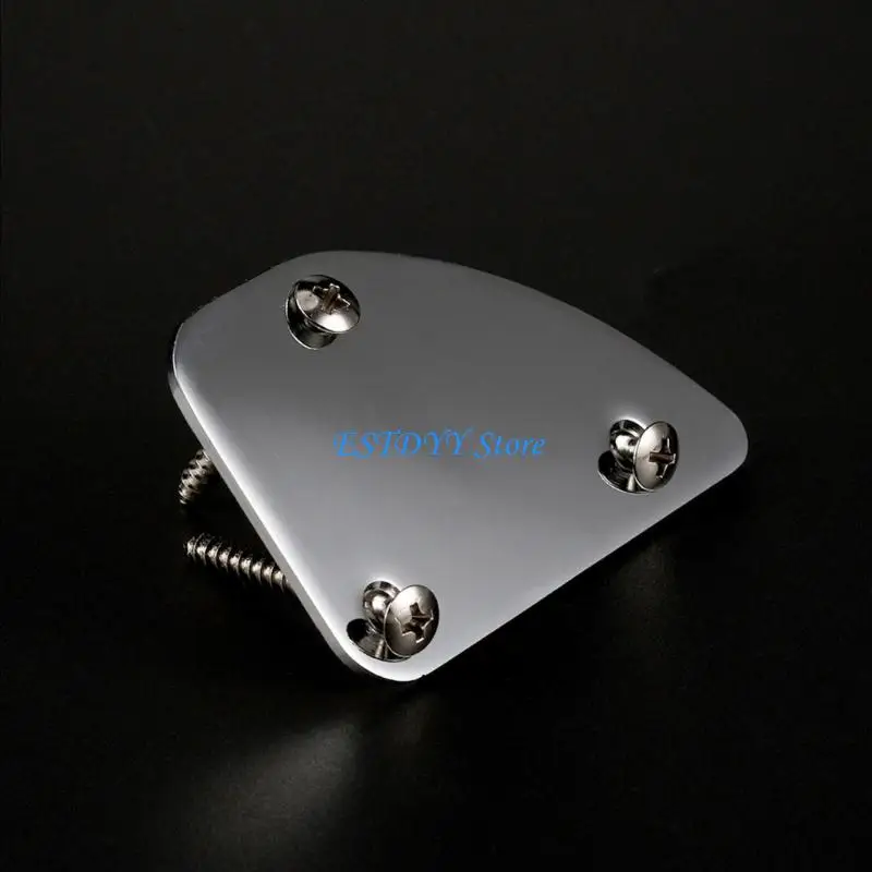 G6DE 3 Hole Curved Guitar Neck Plate Heavy Duty Metal Replacement Part Guitar Component for Retro Bass Guitars