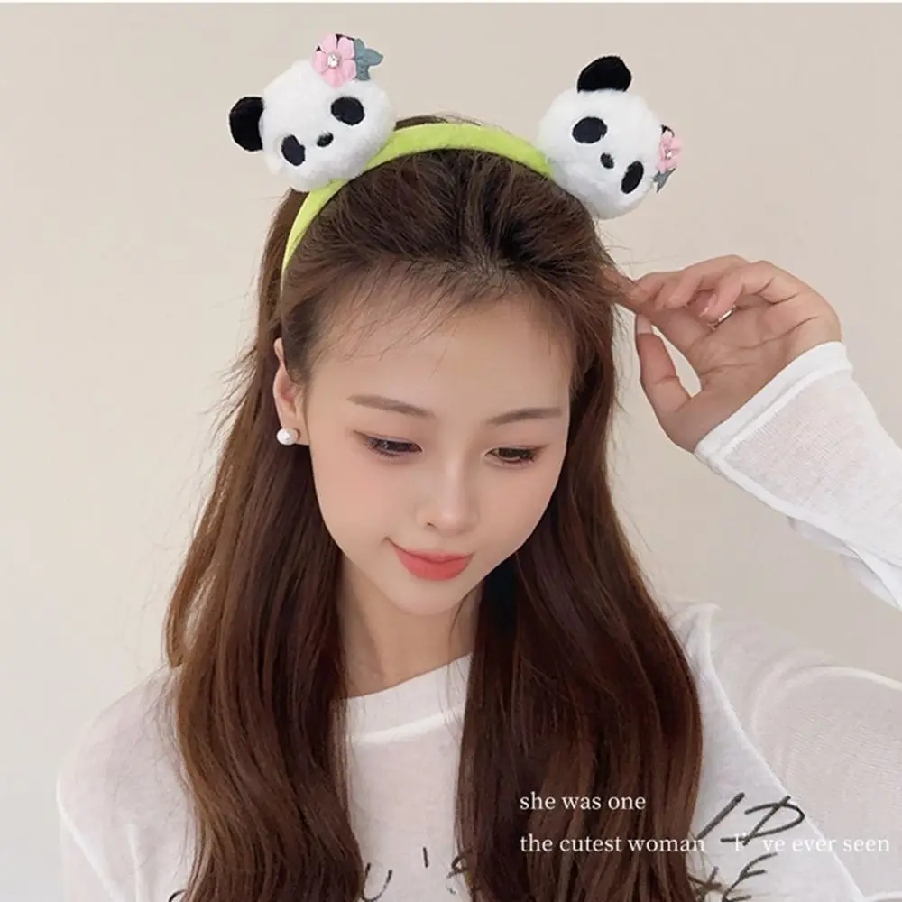 الموضة الصينية نمط الباندا عقال حديقة الحيوان مشبك شعر عصابات الشعر الكرتون رباط شعر لطيف خوذة أفخم دمية الشعر هوب الأطفال