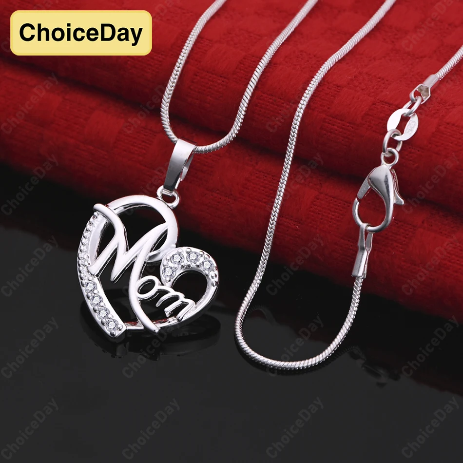 

ChoiceDay 925 Sterling Silver Exquisite MOM Heart Pendant Necklace Fashion Women's Jewelry Accessories Wedding Gift