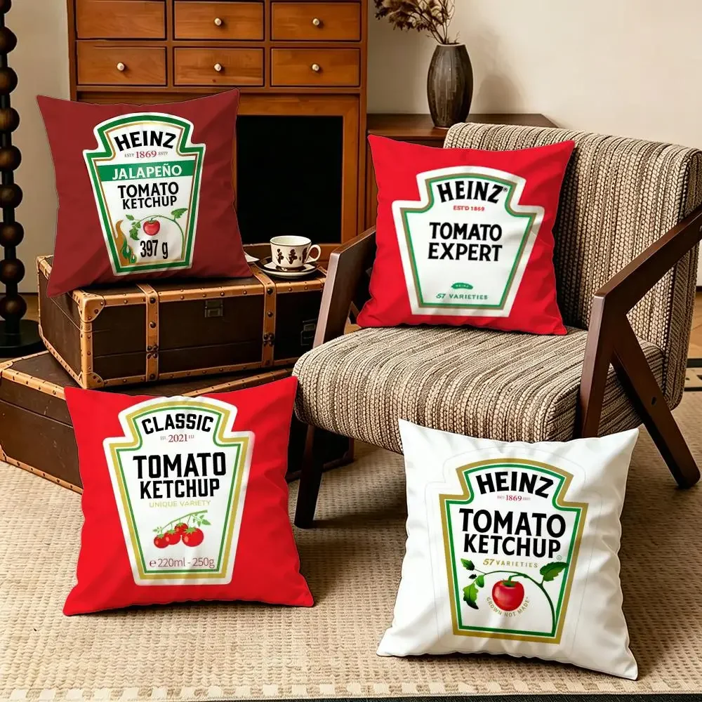 Funny Tomato Ketchup Seasoning Food Lover Throw Pillow Cushion Decorative Home Accent for Kitchen Decor