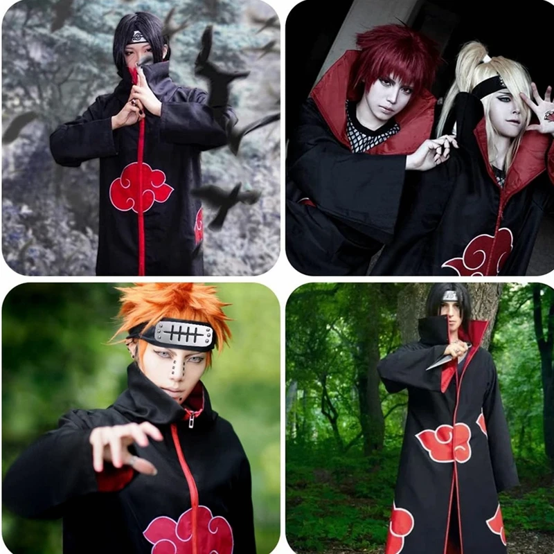 Capa larga de Anime con diadema para niños y adultos, capa de Akatsuki Uchiha Itachi, capa de Bata larga para Halloween, Carnaval, Cosplay