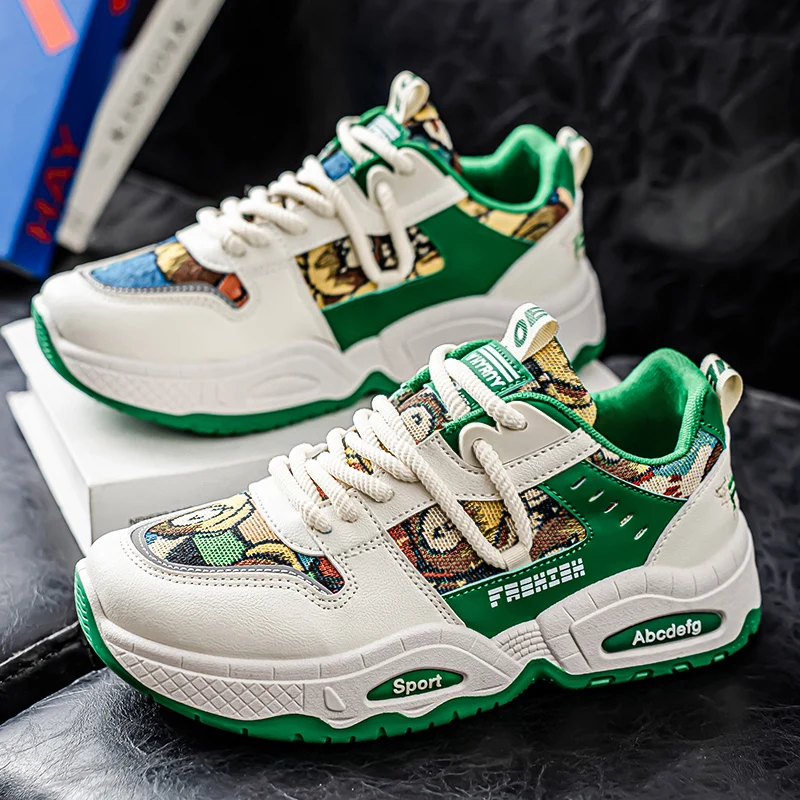 

Мужская обувь Весенняя модная вулканизированная обувь Кроссовки на платформе со шнуровкой Роскошные дизайнерские теннисные туфли Повседневная обувь с граффити для мужчин