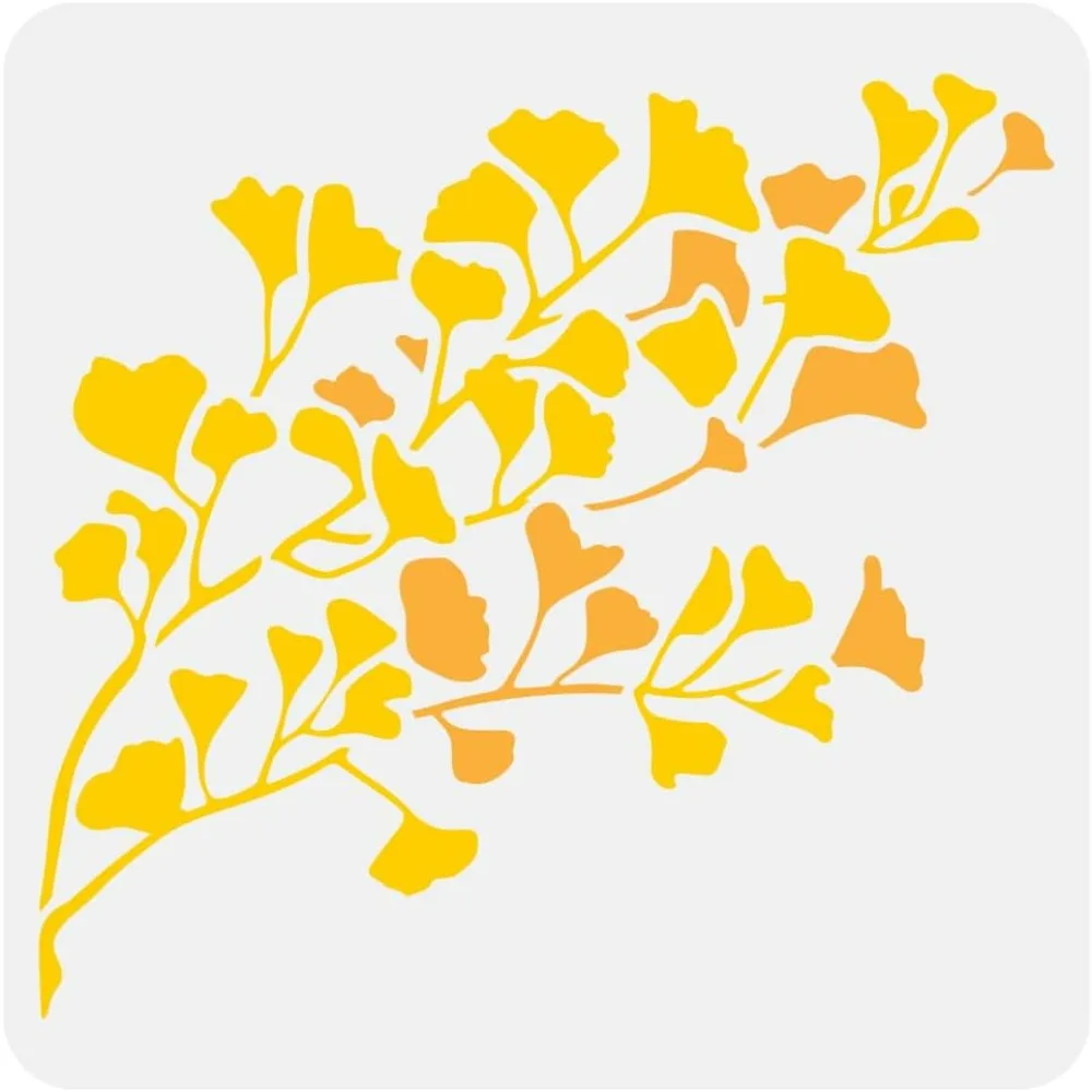 Ginkgo Tree Branches Stencil 11.8x11.8