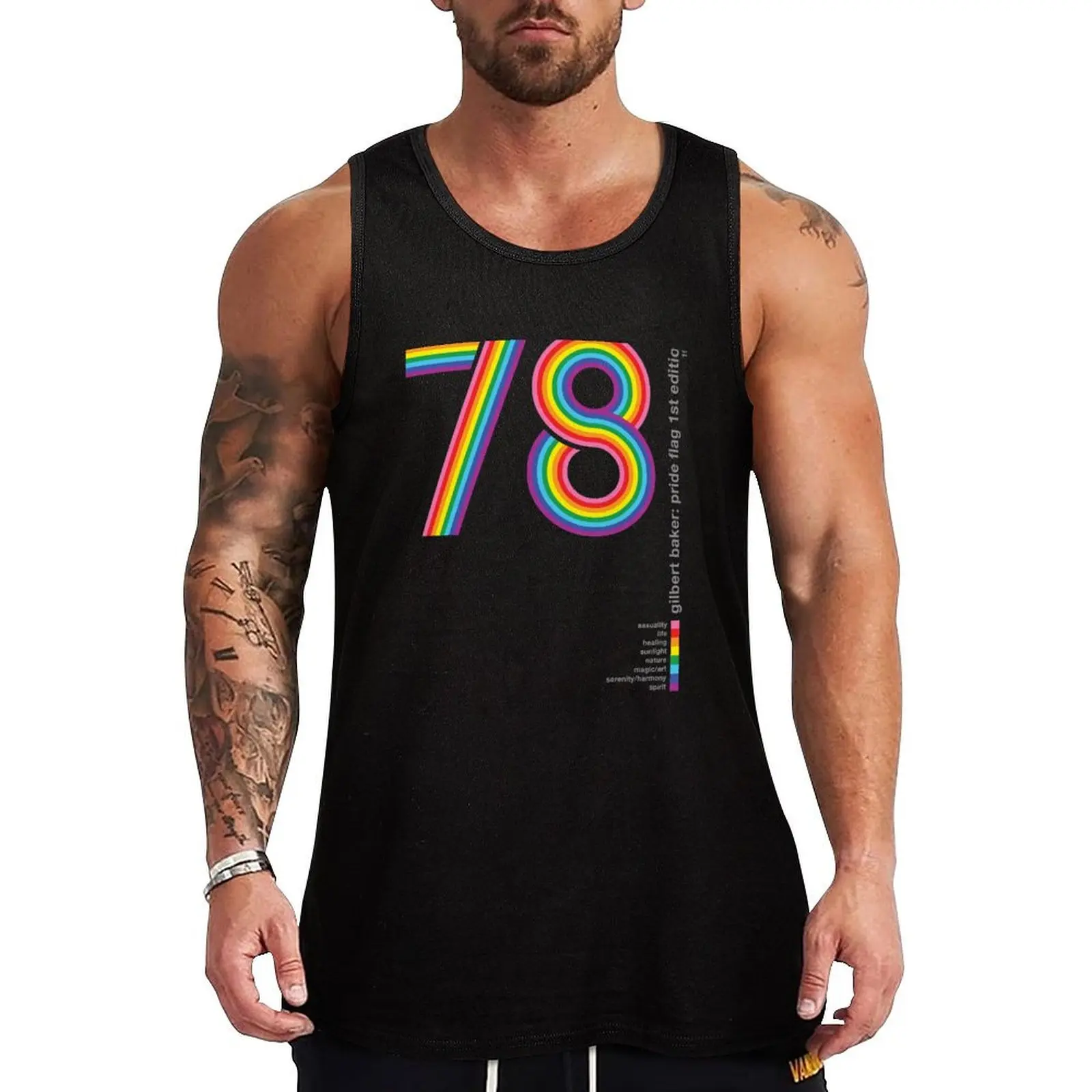 Pride Flag 1978: Gilbert Baker Tribute Tank Top Sports shirt man summer