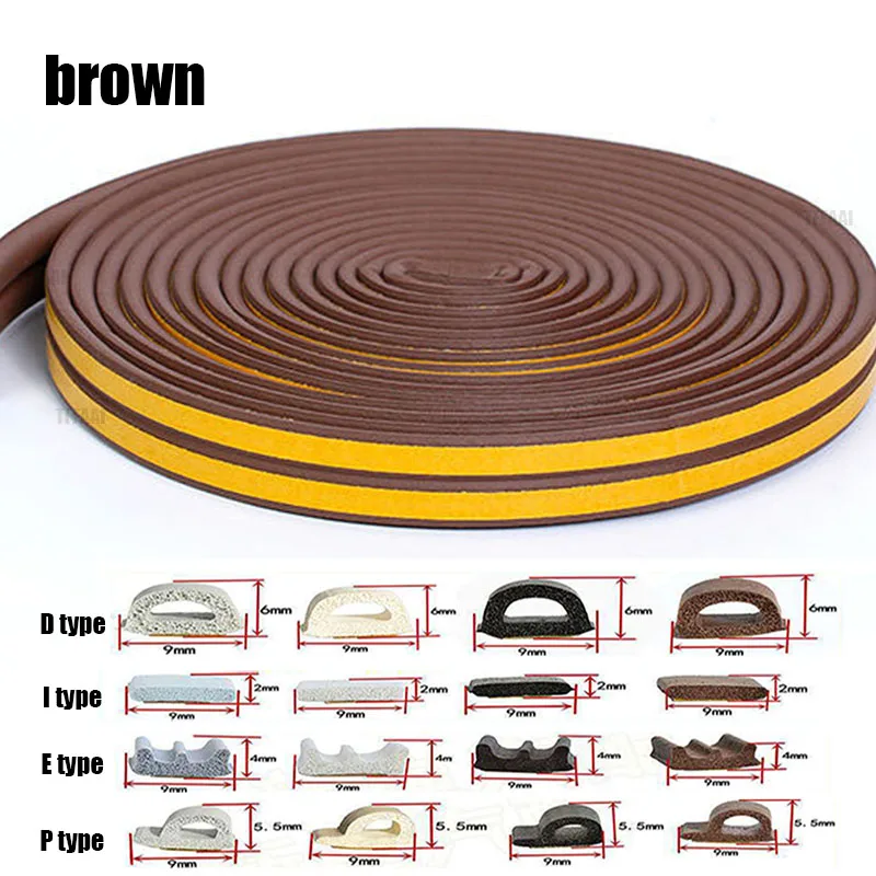 5 m/10 m Weerstrippen Deur Afdichting Strip Diep zelfklevende Draft Stopper Tape Raam Isolatie geluid Rubber Afdichting Strip