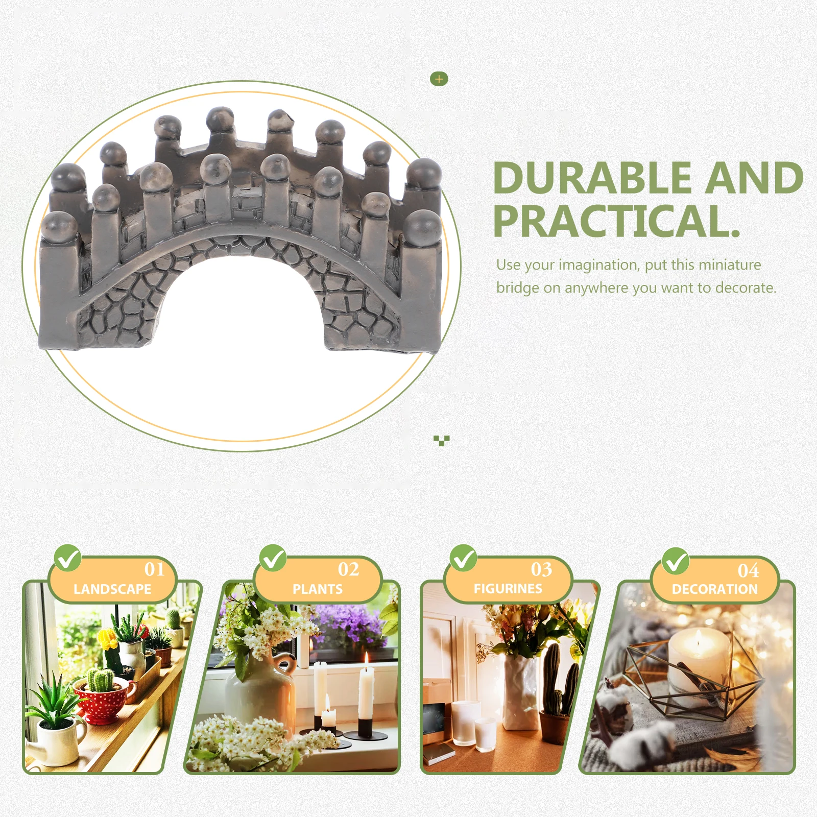 

Pedestrian Bridge Synthetic Resin Miniature 15x4x8cm Arch Bridge Fairy Garden Terrarium Bonsai Aquarium Decoration