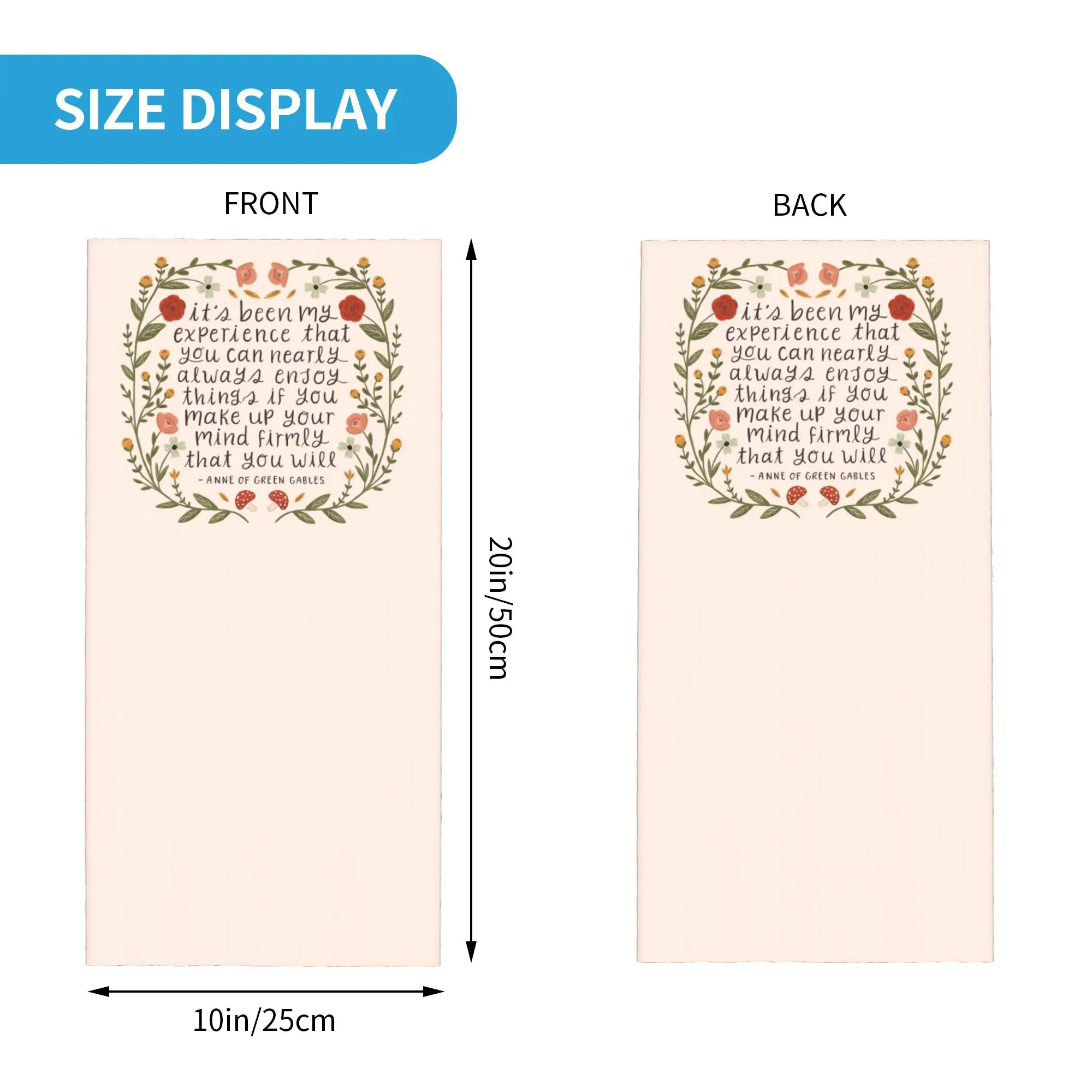 그린 게이블스의 앤 "Enjoy Things" 인용문 반다나 넥 게이터 프린트 매직 스카프 따뜻한 사이클링 스카프 러닝