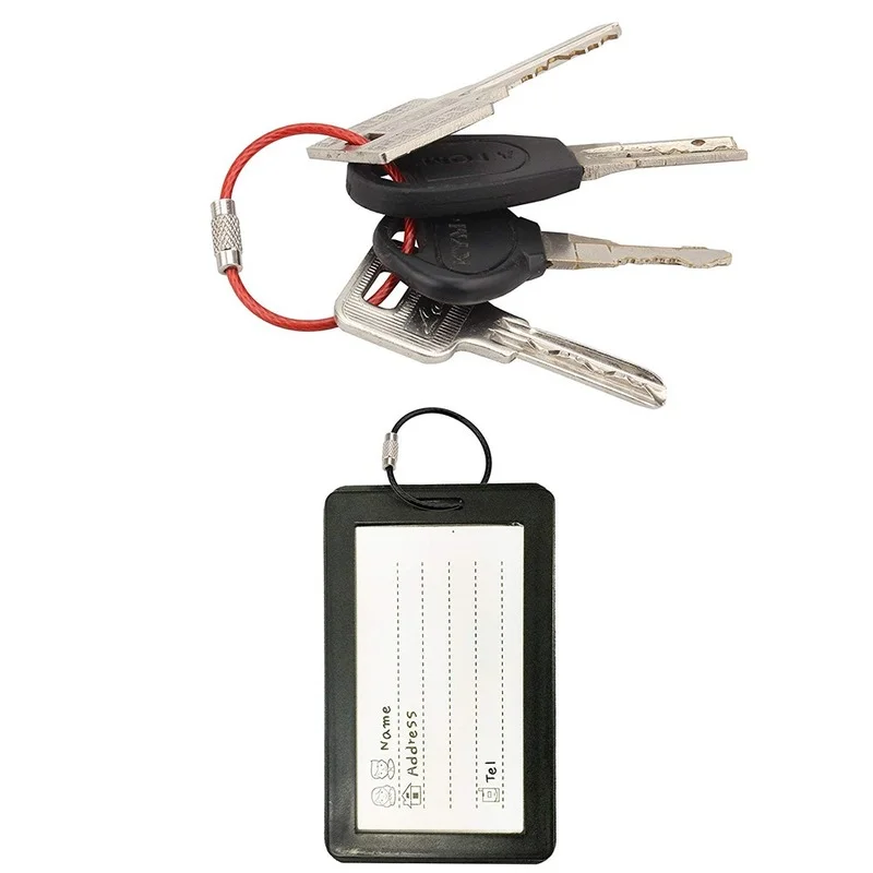 Imagem -06 - Chaveiro Tag Corda de Fio Cabo Laço Parafuso Bloqueio Gadget Anel Chave Círculo Acampamento Mão Conjunto Ferramenta Aço Inoxidável 10 Peças Cores