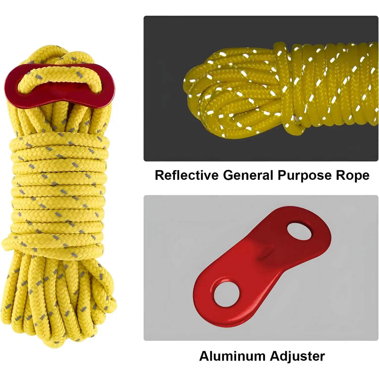 Outdoor Tent Ropes, Reflective Ropes Canopy Ropes Reinforced Windproof Ropes with Buckles To Ensure Safety Camping Accessories