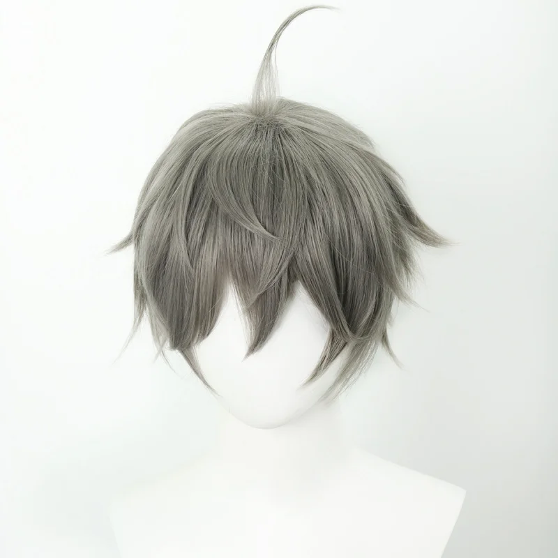 

men's anime , European and American short hair with upturned style, universal cosplay gray wig