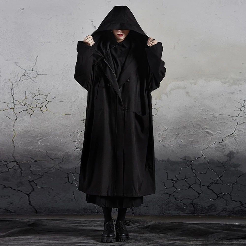 2026 Winter New Unisex Solid Color Long Trench Coat American Retro Fashion Trendy High Street Casual Loose Simple Neutral Top