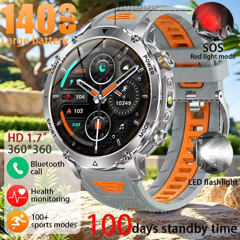 2026 New Outdoor Military Rugged Sports Smartwatch, with a 1400mAh Large Battery and Long Standby, Designed for Exploration and