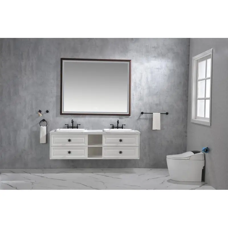 60x48 Inch LED Bath Mirror, Wall-Mounted Vanity Mirror, Anti-Fog, Memory Function, 3 Color Options, Stepless Dimming
