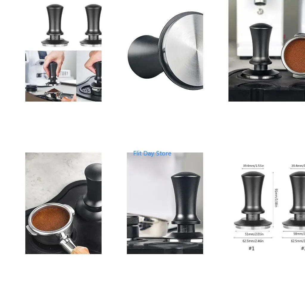 F92C Coffee Calibrated Spring Loaded Tamper with Stainless Steel Base Alloy Handle
