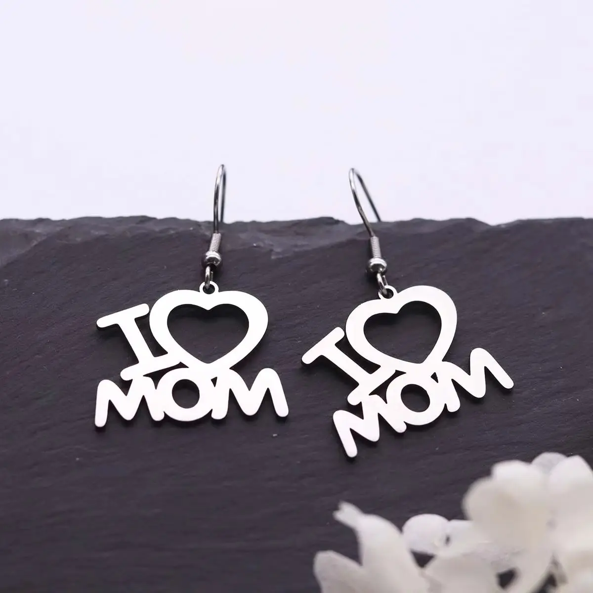Chandler Mother's Day Mom Pendant Earrings For Women Mom Nameplate Dangle Hook Earrings Stainless Steel Jewelry Gift