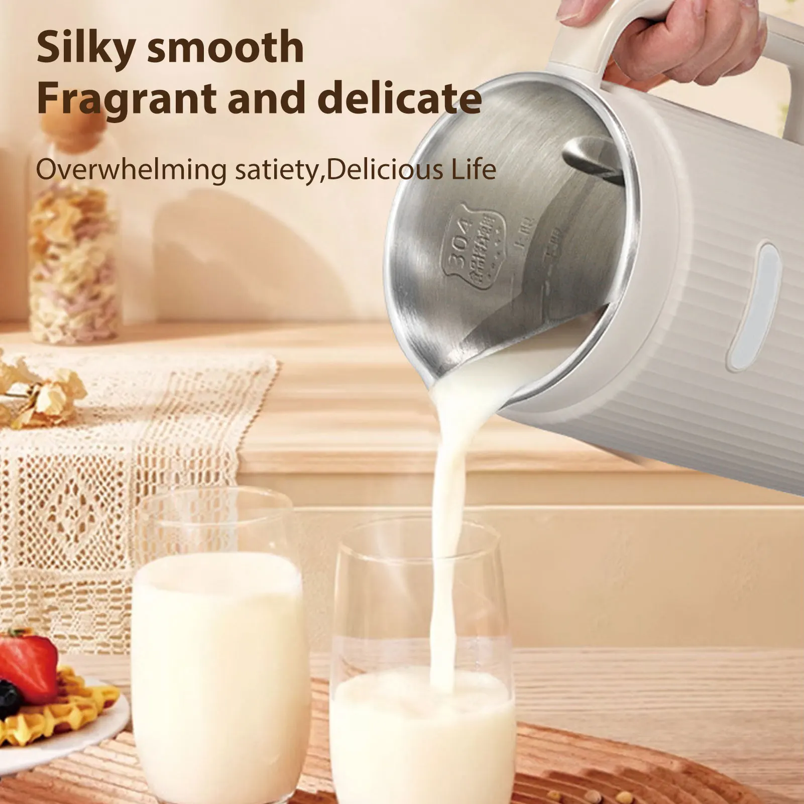 【New】Programmable Blender with Digital Display 12 Stainless Steel Blades Auto Cleaning 8H Keep Warm Function for Almond Milk image 6