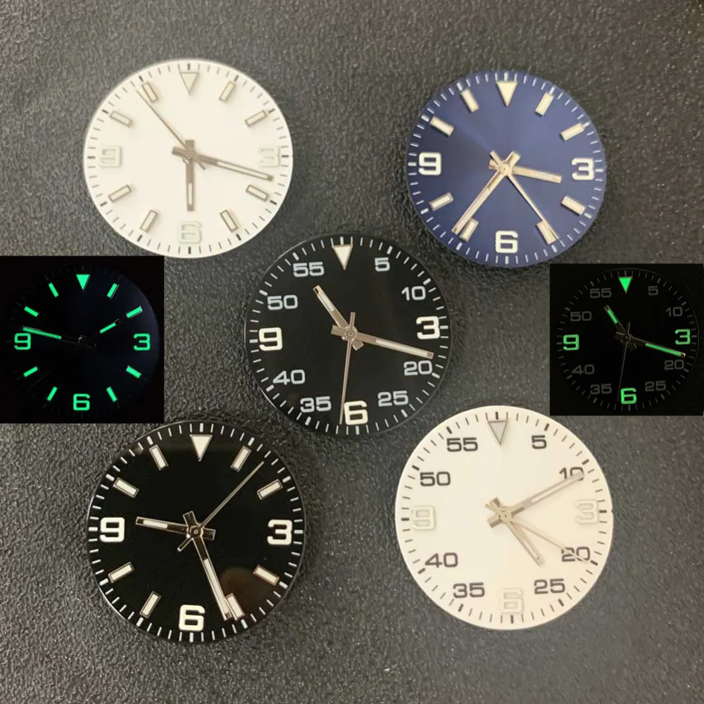 29mm Watch Dial + Watch Hands Set Green Luminous Watches Accessories Repair Parts Fit 8215/ 8200 and 2813 Mechanical Movement