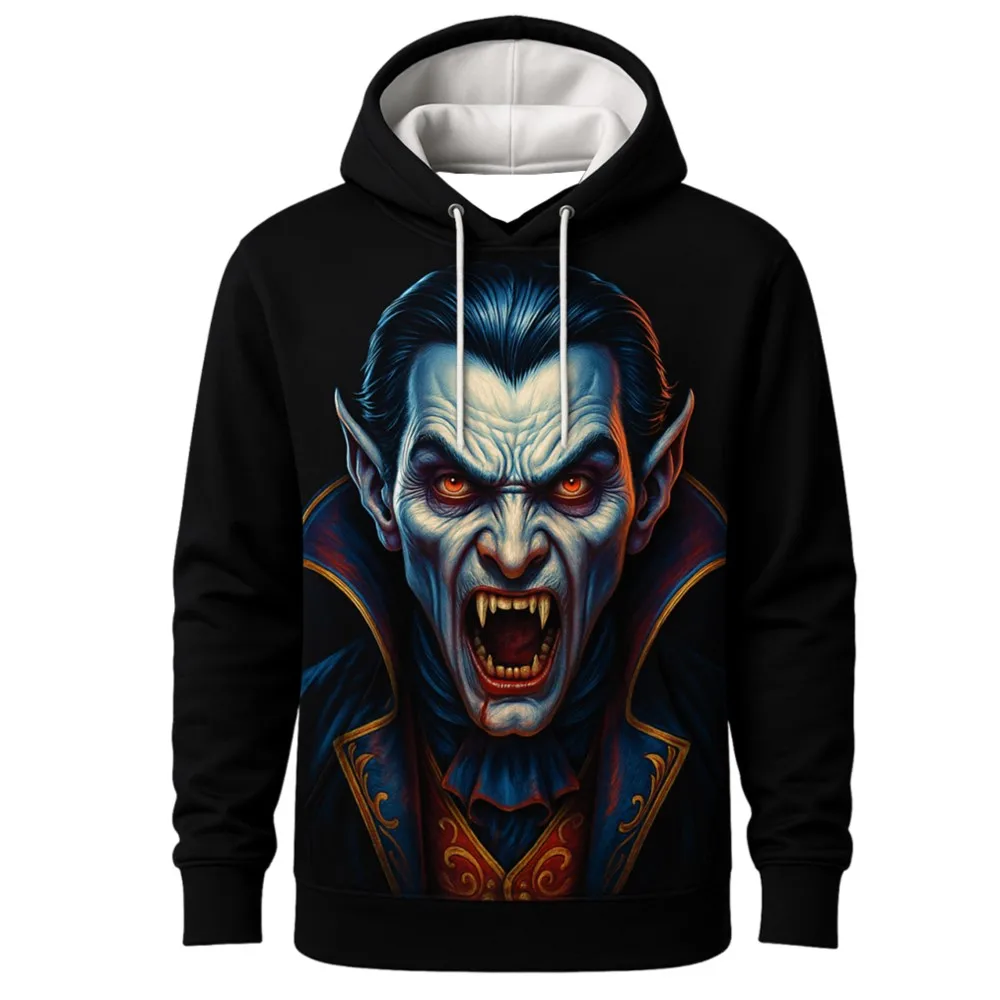 2026 New Model 3D Printed vampire-themed Print Pattern Casual Hooded Sweatshirt Trendy Cool Top High Collar Pullover