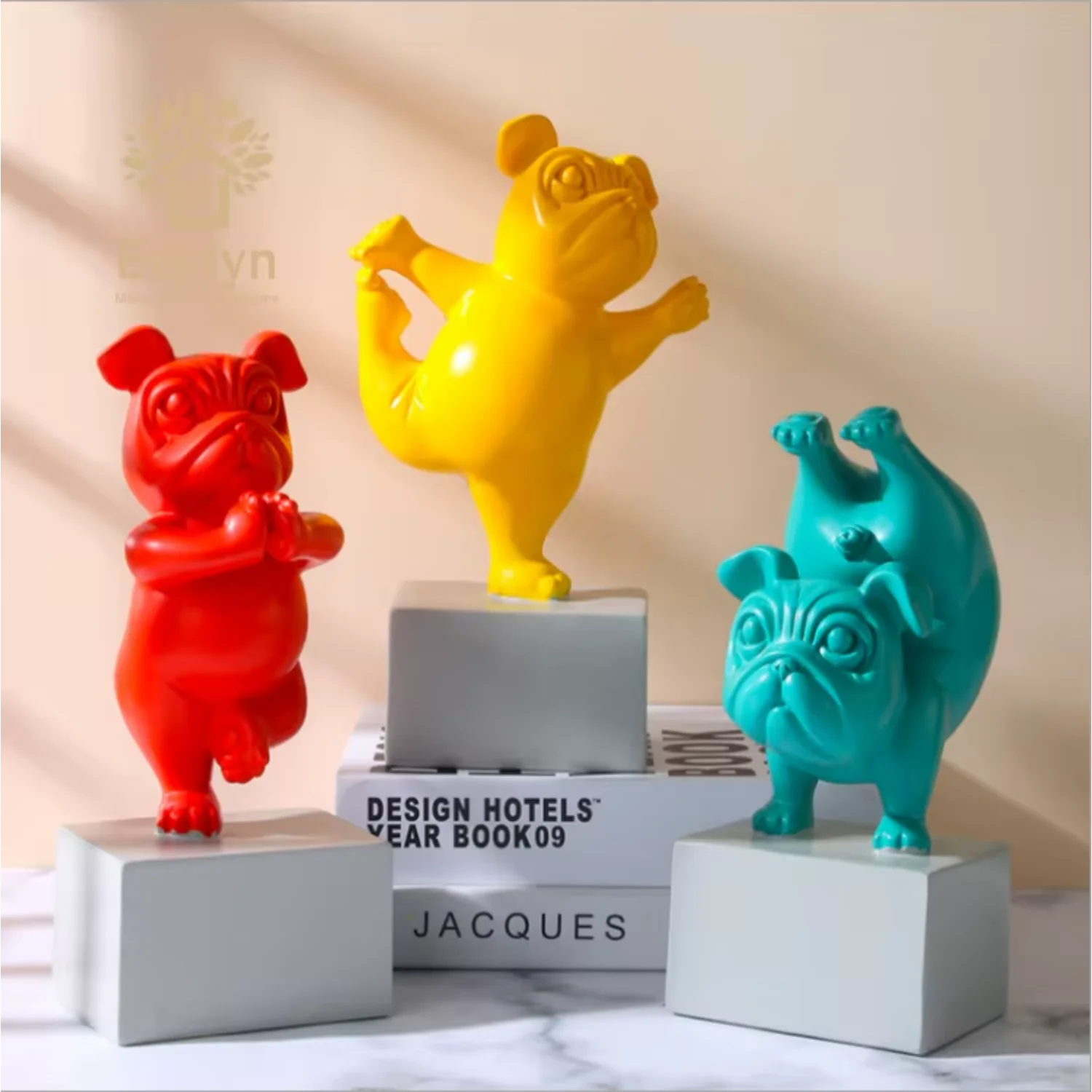 Indian style designed fat yoga cute dog polyresin animal sculpture  statues for restaurant decorating supplies